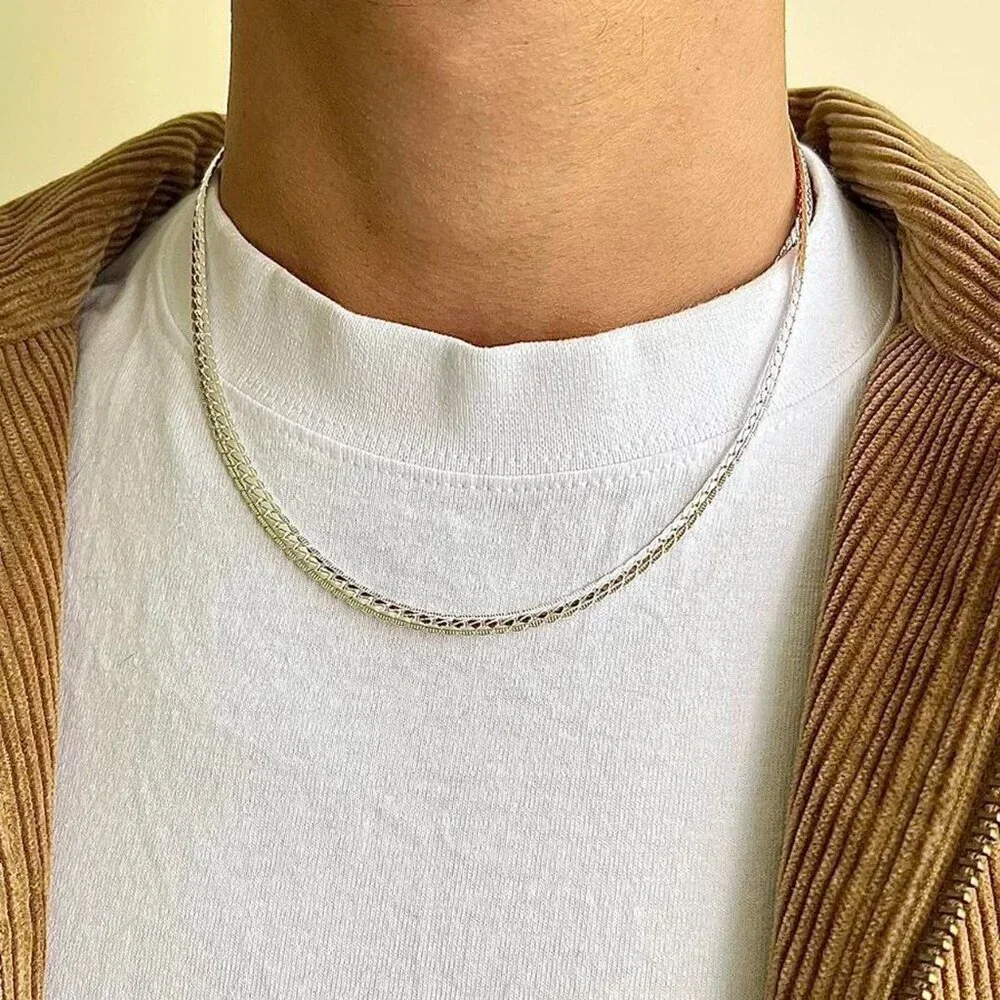 y2k 2000s vintage style silver cuban link chain necklace